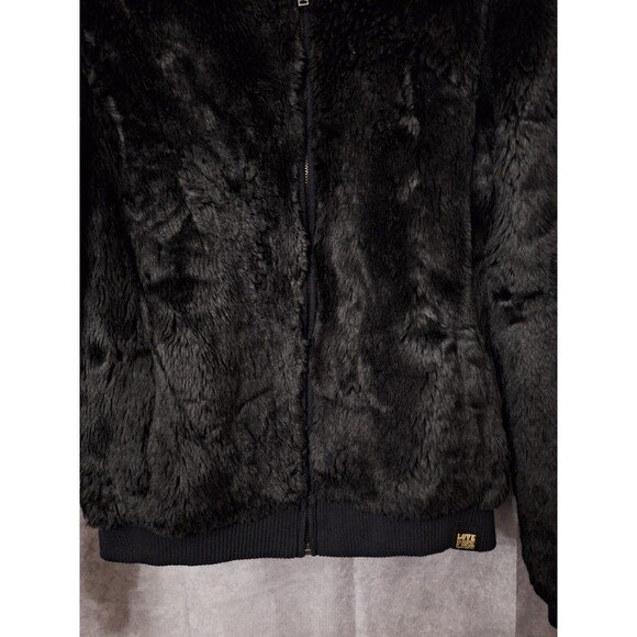 Victoria's Secret LOVE PINK Limited Edition Faux Fur Coat Sz L Hooded Zip Y2K - Picture 6 of 16